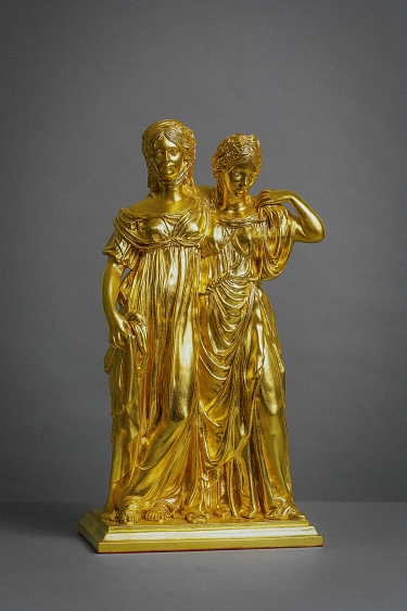 Prinzessinnengruppe Friederike und Luise, 55 cm, vergoldet