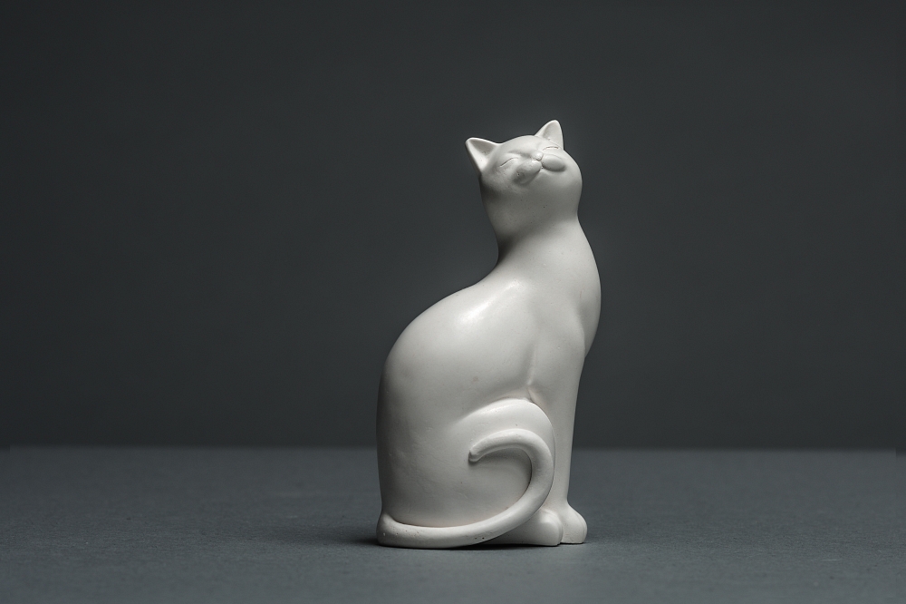 Deko Skulptur Katze 23 cm Dekoration Kunst #102 kein Gips